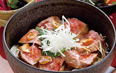 Noto-don: a bowl of rice topped with Noto beef and vegetables
